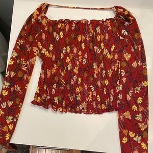 Love Fine Burgundy Flower Shirt/ Size Small